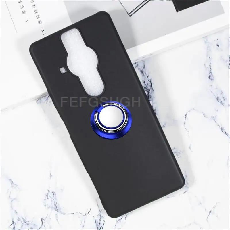 Фото Противоударный жесткий чехол для Sony Xperia Pro I Pro-I 1 искусственная кожа Мягкий Силиконовый складной держатель с кольцом чехол-подставка №3