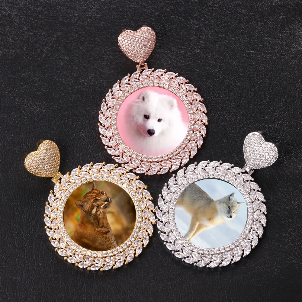 Ожерелье в стиле хип-хоп с подвеской виде сердца Листьев рамки для фотографий