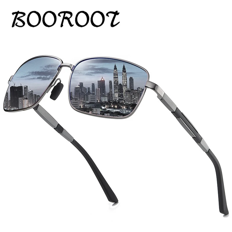 

Солнцезащитные очки BOOROOT мужские, алюминиевые, поляризационные, для вождения, классические, квадратные, UV400