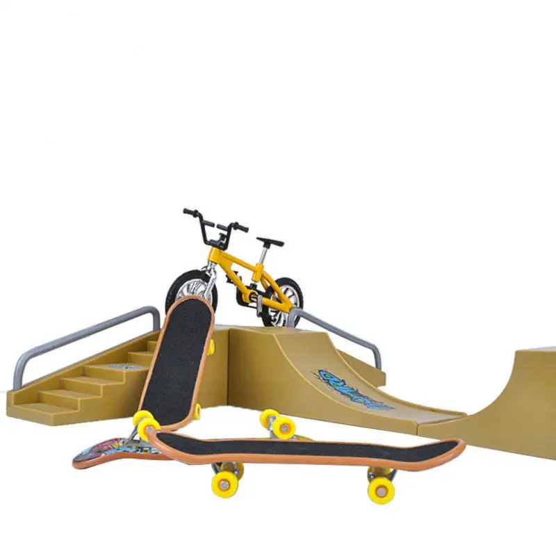 

Mini Finger Skateboards Skate Ramp Parts Set Finger Bike Bicycle Skateboard Toys Fidget Roller For Adult Kids Stress Relief Toys