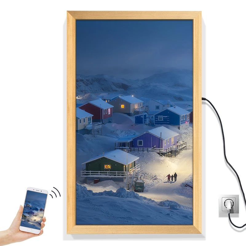 

32 inch lcd panel wood frames for pictures video ad play digital photo frame for private gallery home shop mall