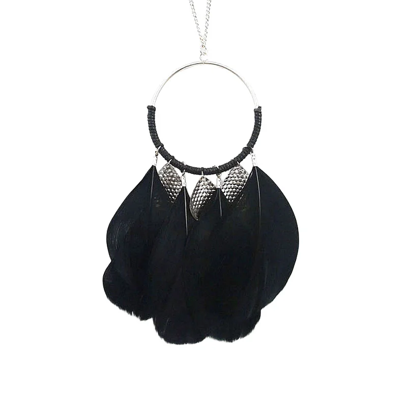 Женское ожерелье JEWEPLAIT с перьями и листьями