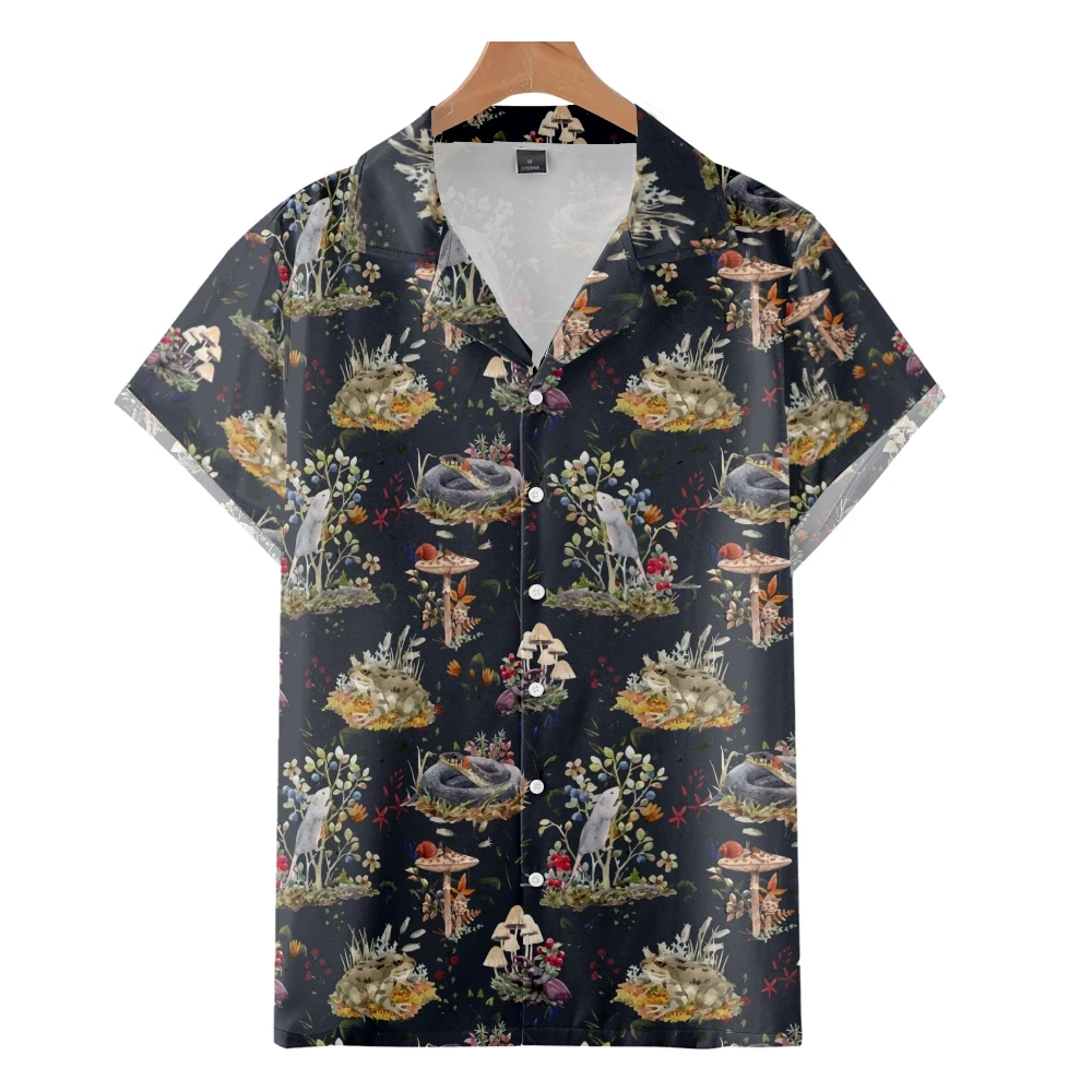 

Мужская гавайская рубашка с короткими рукавами, уютная повседневная Пляжная футболка большого размера с принтом в виде грибов, в Кубинском стиле, 7