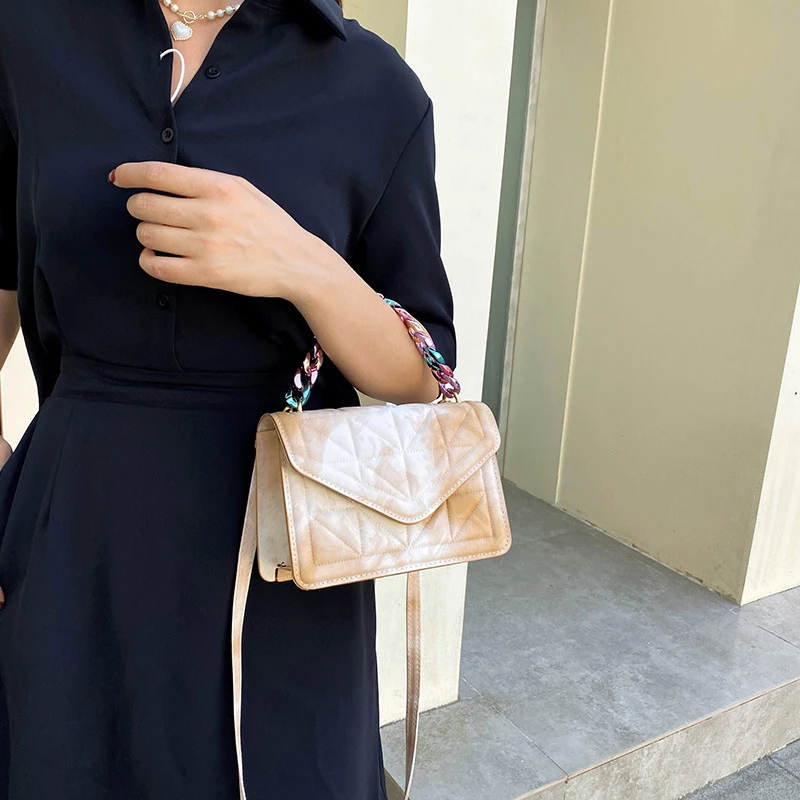 Designer Bags Luxury Luxury Women's Shoulder Bag Tie Dye Designer Quilted Chain Strap PU Leather Handbags Female Crossbody Bags