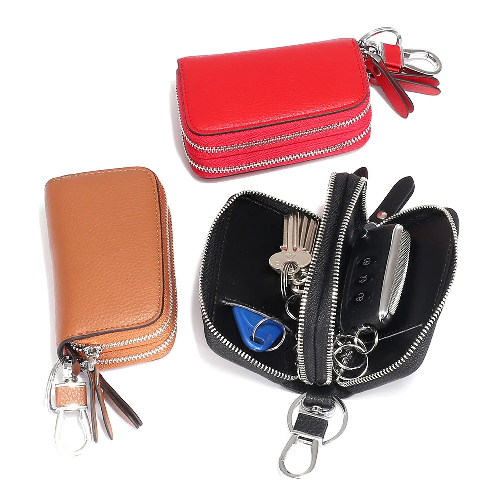 Double car keys package men receive leather cowhide large capacity of foreign trade contracted household female general key pack