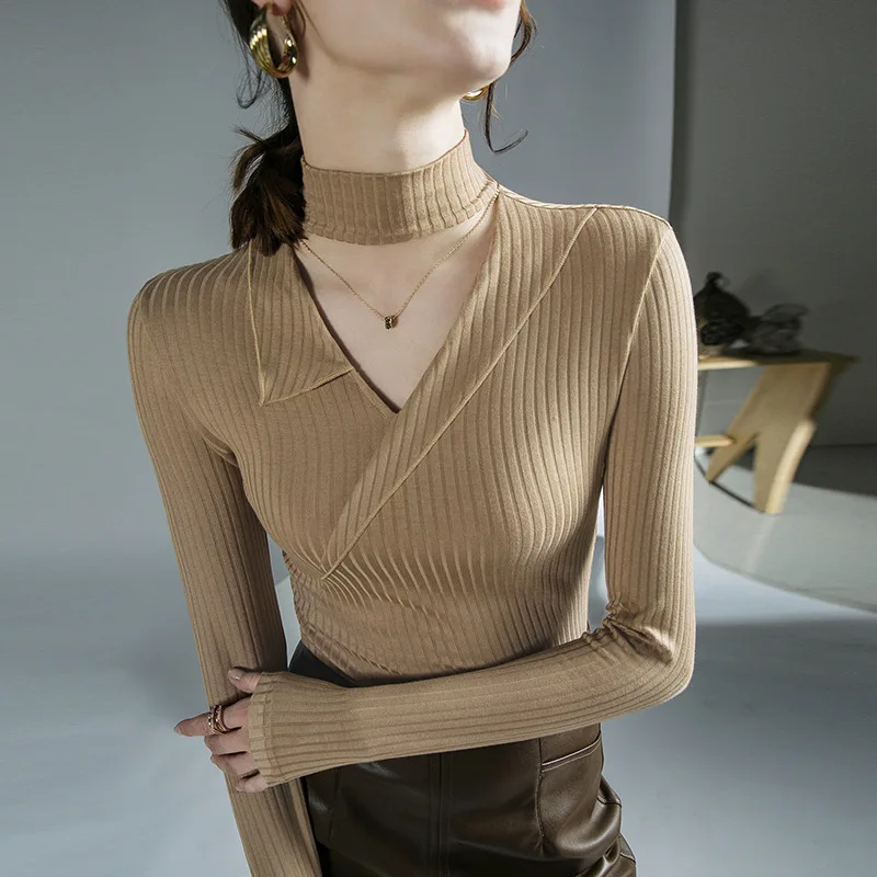 

High Quality 2022 Women T-shirt Hollow Out Design Female Autumn Sexy Crop Top Clothes Casual Fashion Blouses Grace Meeting