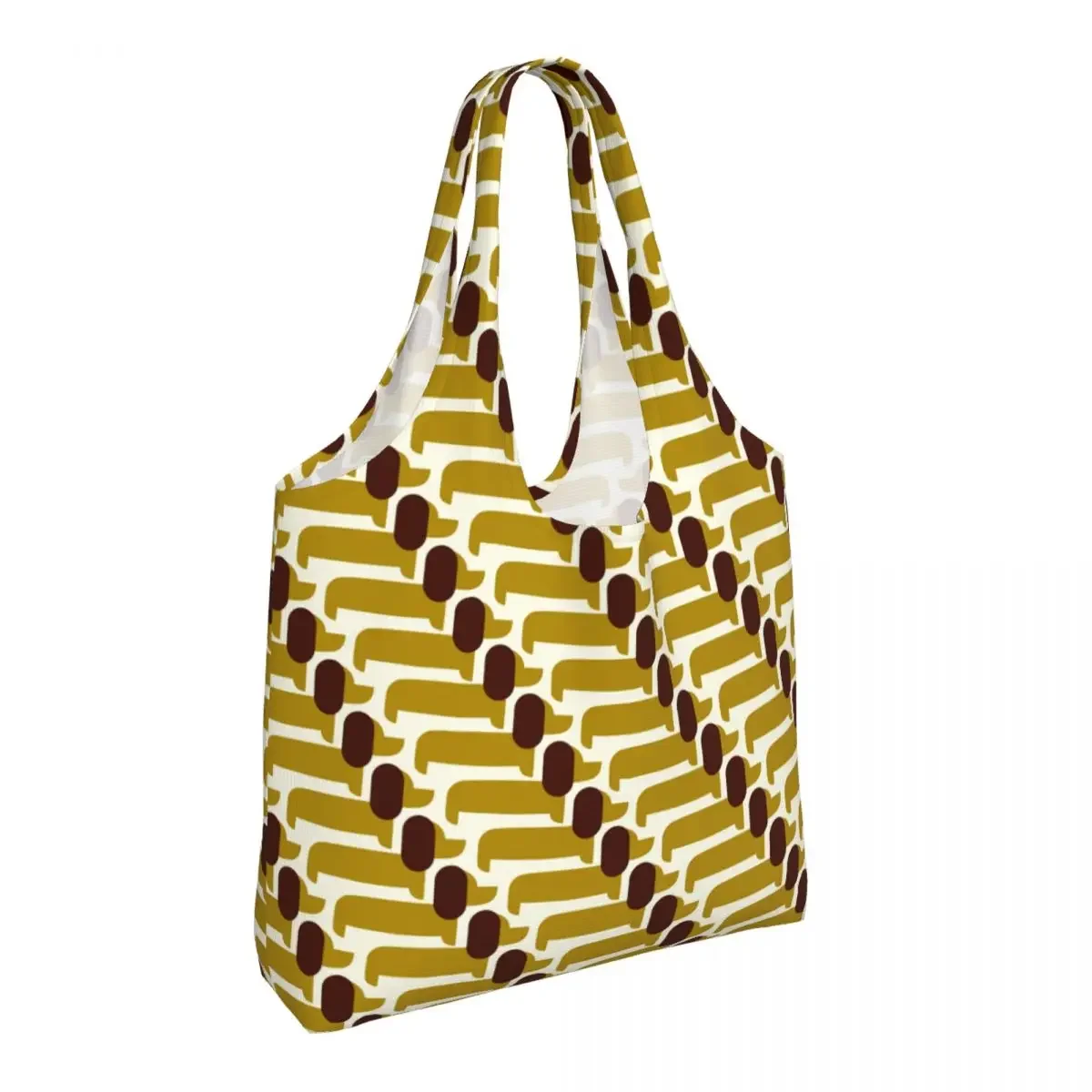 Пользовательские Orla Kiely Prints Dog Show Желтые холщовые сумки для покупок Женские