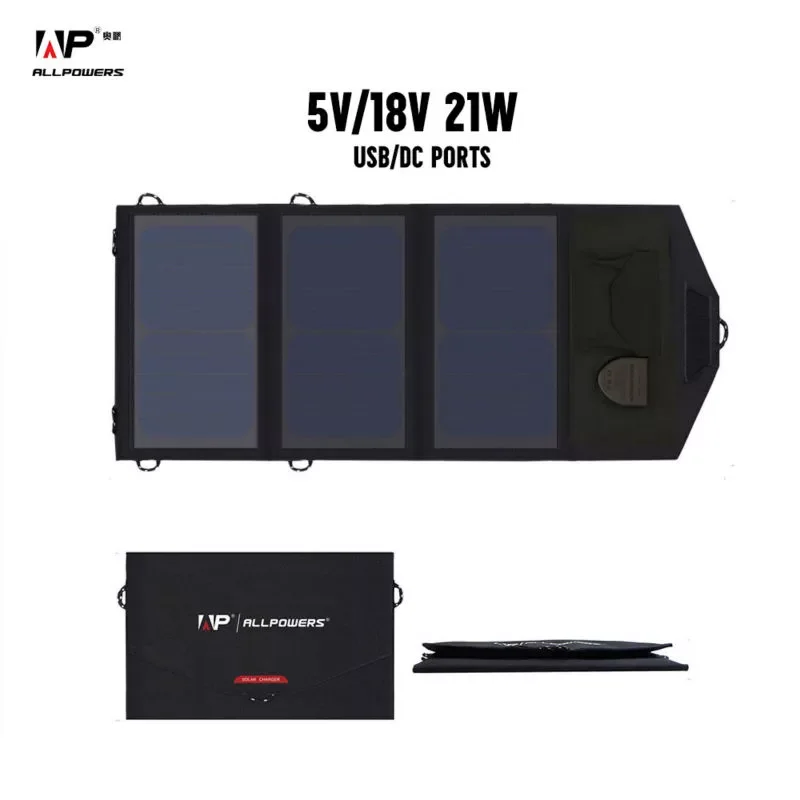 

NEW ALLPOWERS Portable Foldable Solar Panel USB Charger 18V 12V 5V 21W 20W Solar Cells Solar Camping Power for Laptop Phone