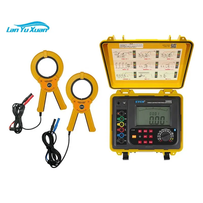 

ETCR3200C Resistance Tester Waterproof Double Clamp Ground Resistance Meter Test Tool