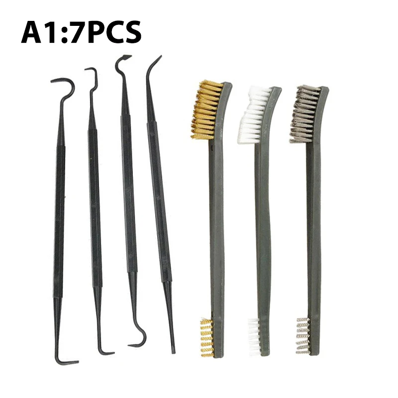 

Universal Gun Cleaning Kit 3Pcs Steel Brush 4Pcs Nylon Pick Set Hunting Tactical Cleaning Tool