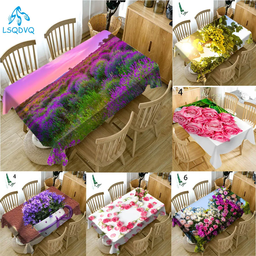 Водонепроницаемый чехол для стола с 3d-рисунком розы и цветов |