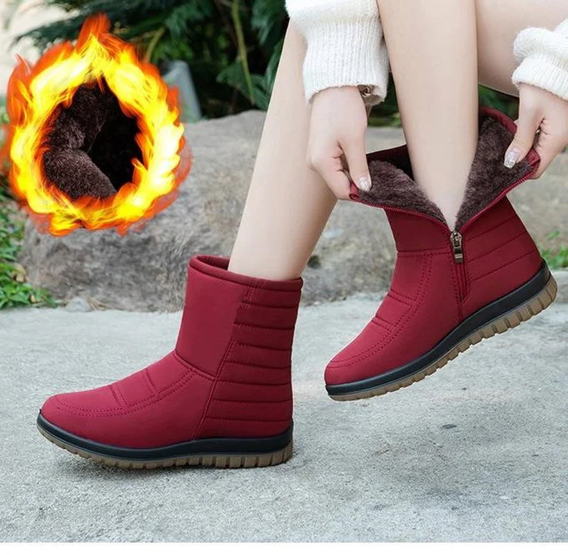 

Женские ботинки, зимние ботинки, теплая зимняя женская обувь, женские водонепроницаемые ботинки, зимняя обувь для мам, Нескользящие Бархатные плюшевые меховые ботинки