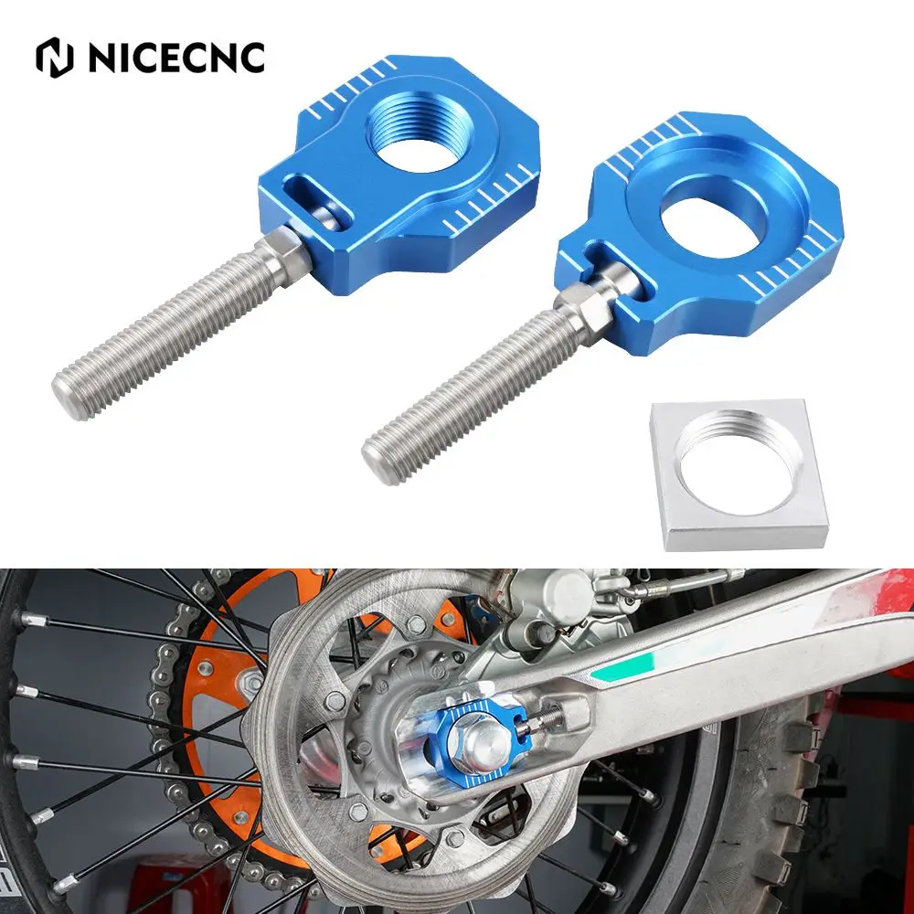 NICECNC Rear Axle Blocks Chain Adjuster For Husqvarna TC TE FC FE TX 85 125 250 300 350 450 501 Husaberg FE TE FS FX 390 570 590