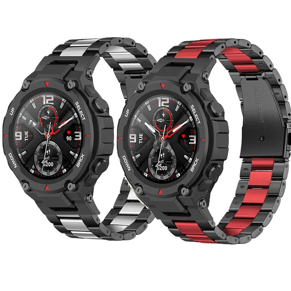 Luxurious Stainless Steel Band For Amazfit T Rex Pro Smart Watch Strap Metal Bracelet For Xiaomi Huami Amazfit T Rex 2 T-Rex Pro