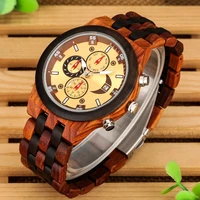 new unique wooden watch for men women with calendar week left 3 eye yellow dial timing code luxuries business unisex wristwatch
