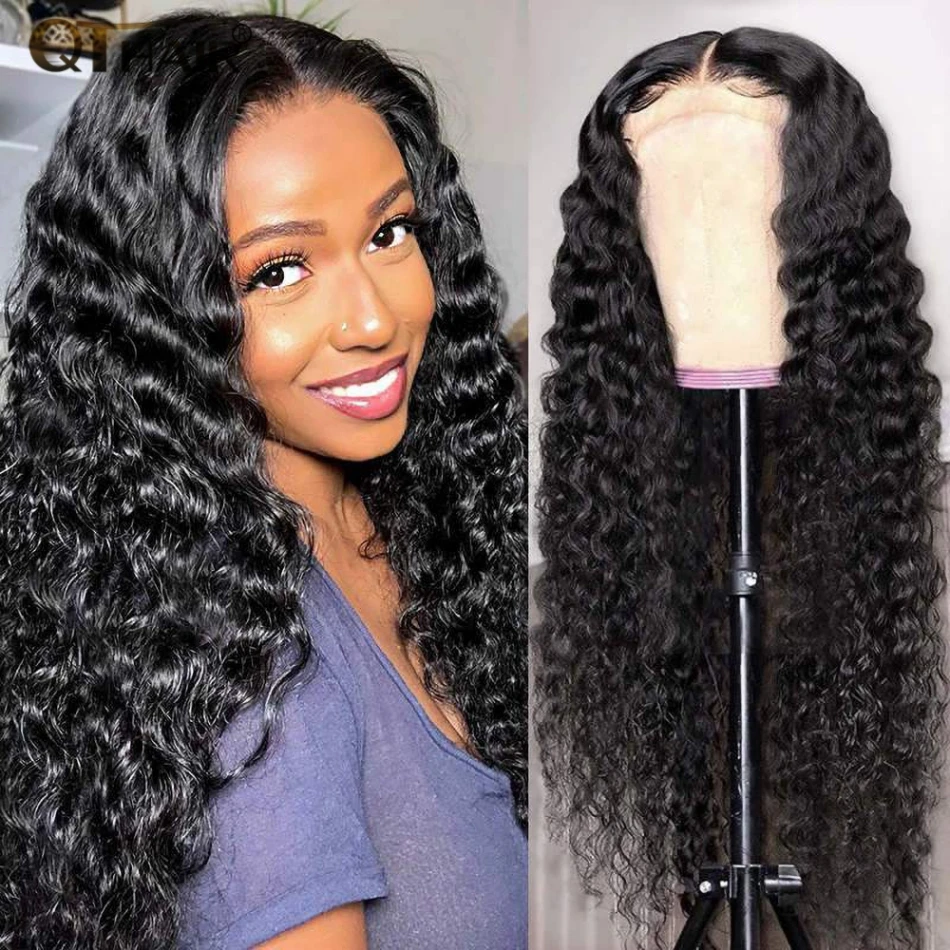 

13x4 Deep Wave Frontal Wig Transparent Lace Human Hair Wigs 4x4 Lace Closure Loose Deep Wave Wigs for Women PrePlucked Front Wig
