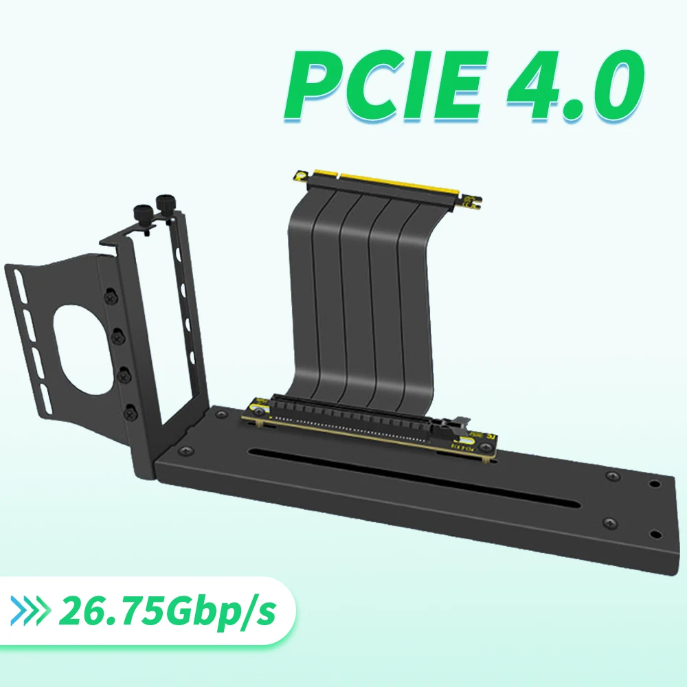 

Universal Black 2 Slots PCIE Graphics Card Vertical GPU Mount Bracket Holder + PCI-E 4.0 X16 Riser Extension Cable for ATX case