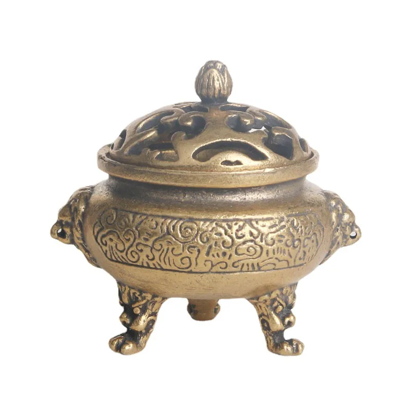 Латунный двойной штатив в виде льва настольные украшения курильница для