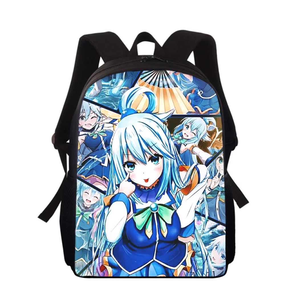 Konosuba Aqua cute Anime 15” 3D Print Kids Backpack Primary School Bags for Boys Girls Back Pack Students School Book Bags