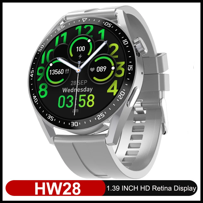 

2022 SmartWatch HW28 NFC Smart Watch Men 1.39 Inch Control video playback Voice Assistant Bluetooth Call pk Huawei GTR 3 GTS 2
