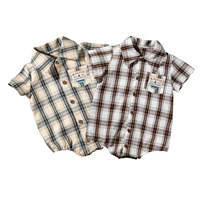newborn baby boys romper plaids onesie clothes jumpsuit babany bebe infant short sleeve soft playsuits romper comfortable