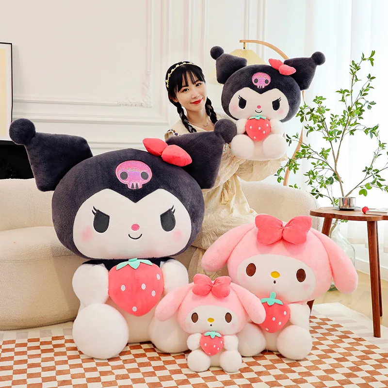 

40-60cm Sanrio Plush Toys Kuromi My Melody Strawberry Plushie Doll Soft Stuffed Animal Decor Doll Machine Gift Children Toy Gift