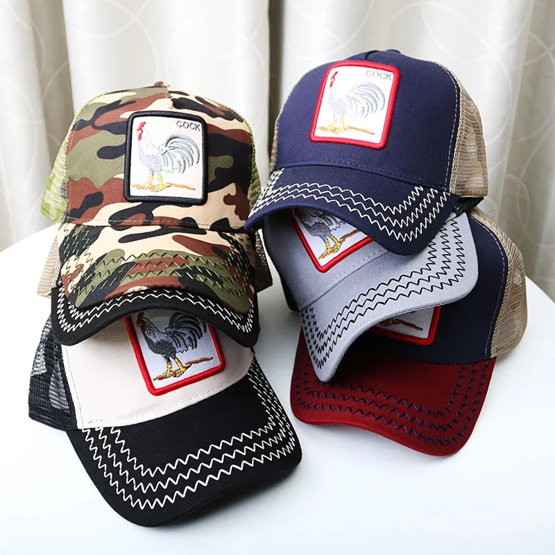 

Spring Summer Sunscreen Visor Baseball Cap Embroidered Cock Snapback Hats For Women Men Hip Hop Breathable Mesh Cap Bonnet Bone