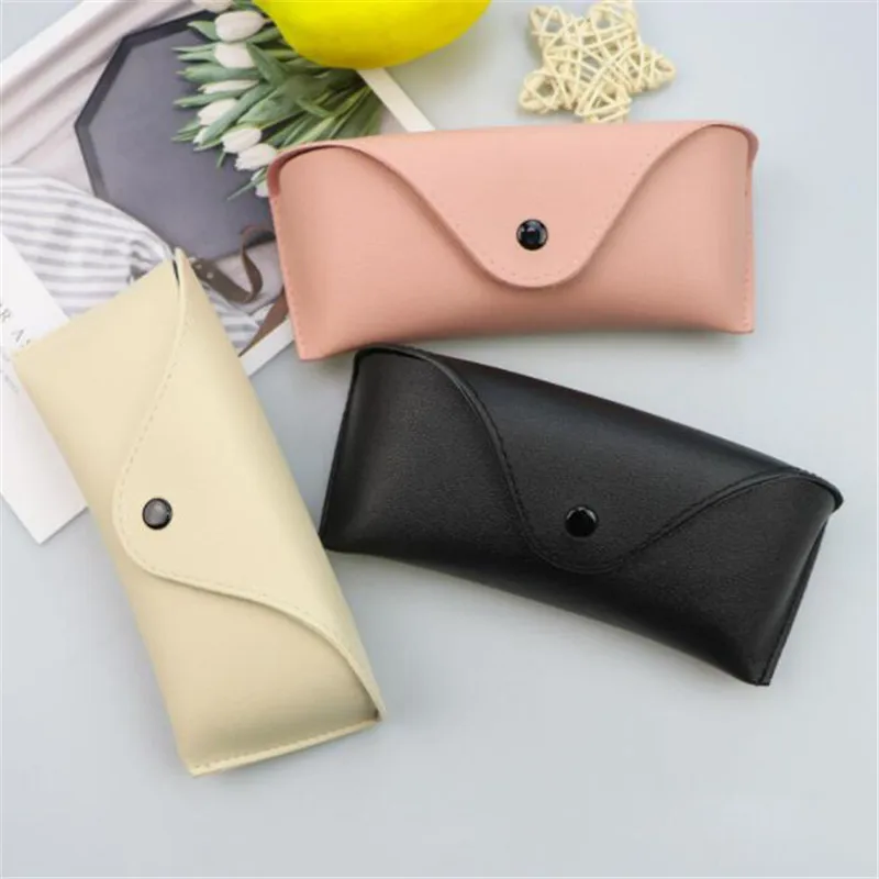 

Durable Leather Eye Glasses Sunglasses Hard Case Convenient Lightweight Protector Box Solid Color Pouch Bag Easy To Carry
