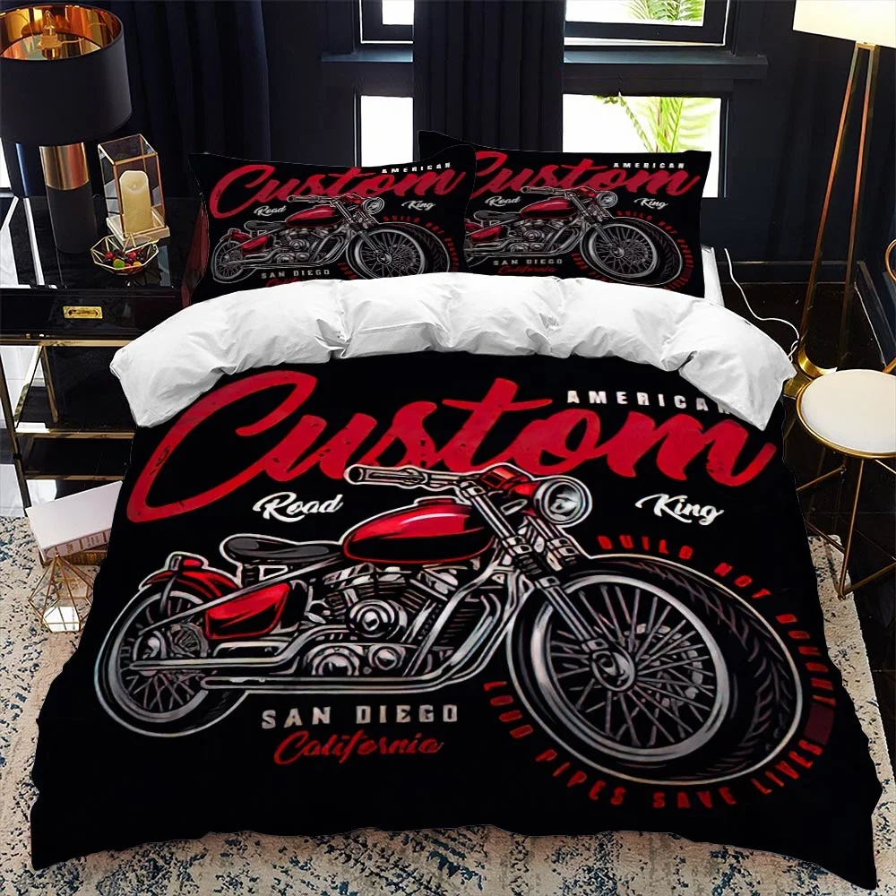 

Motorbike Duvet Cover Set Motocross Rider Racing Motorcycle Dirt Bike Bedding Set Car Vehicles Extreme Sports Quilt Cover