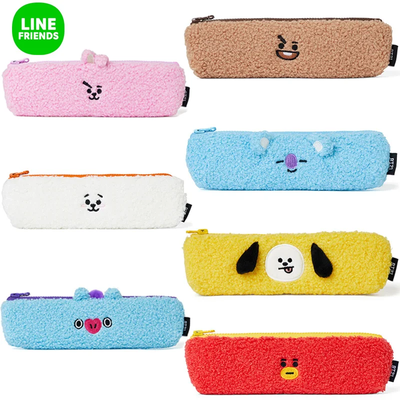 

Line Friends BT21 Stationery Pencil TATA COOKY SHOOKY Case Cartoon Portable Zipper Storage Bag Girls Birthday Gift Plush gift