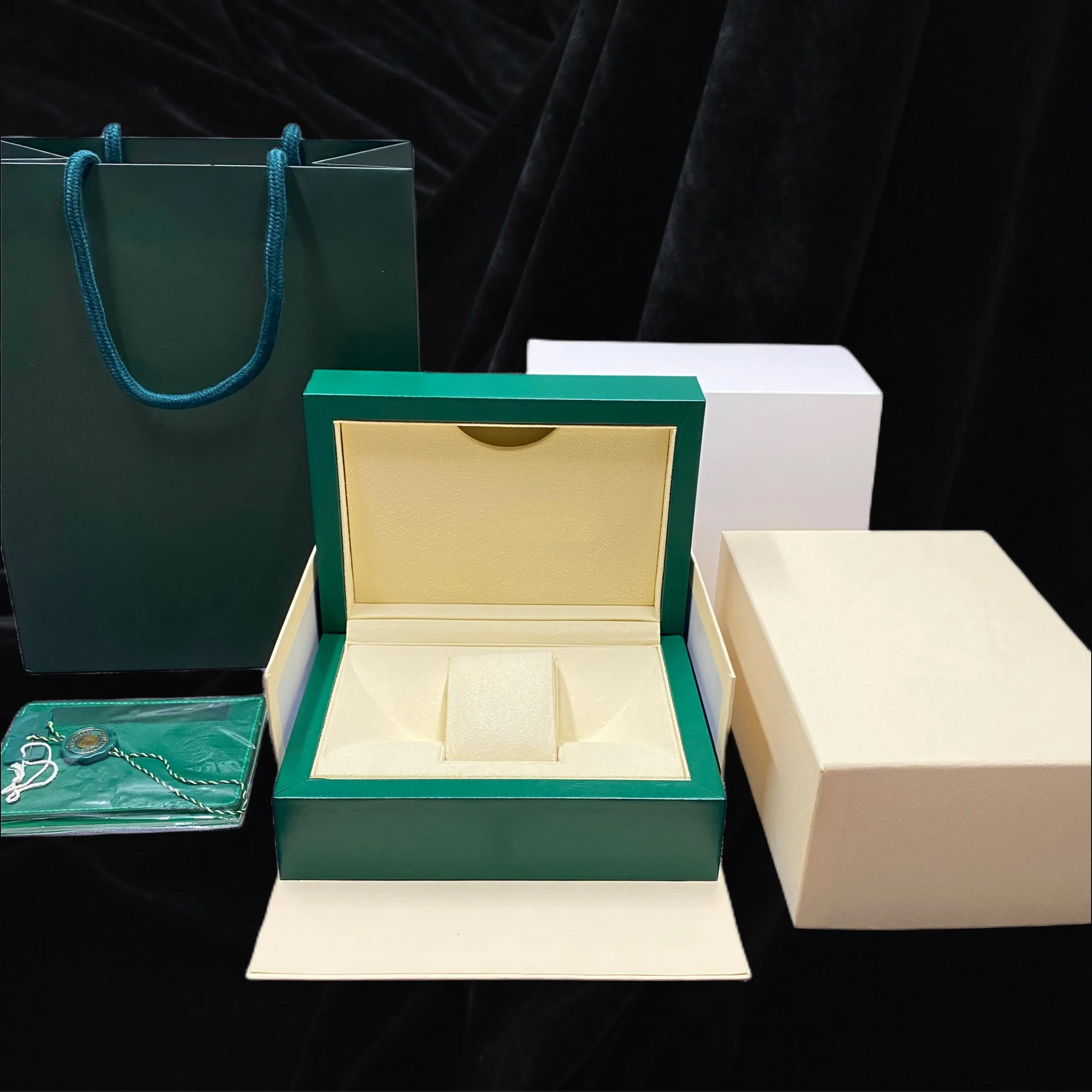 

Top Quality Green Watch Box Luxury Elegant AAA Leather Wooden Watch Case with Quality Packaging Storage with Microfiber Pillow