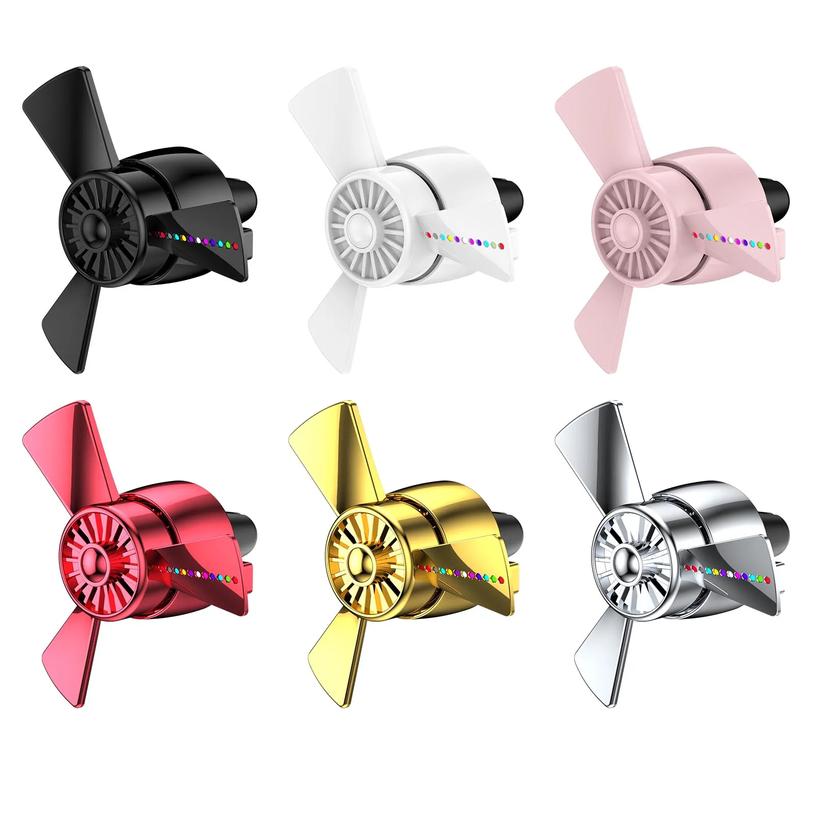 

Propeller Car Air Fresheners with LED Light Essential Perfume Diffuser Fan Decor USB Charging Cologne Ocean Lemon Flavor