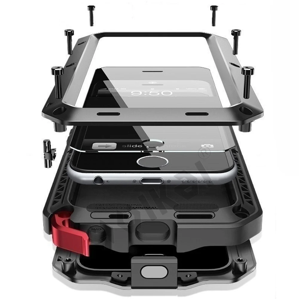 

Case For iPhone 13 12 11 Pro Max Mini 8 7 6 Plus Case Heavy Duty Protection Doom Armor Metal Aluminum Phone Luxury Cover Funda