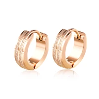 european and american ins personality earrings personality fashion stainless steel rose gold grooved frosted earrings popular