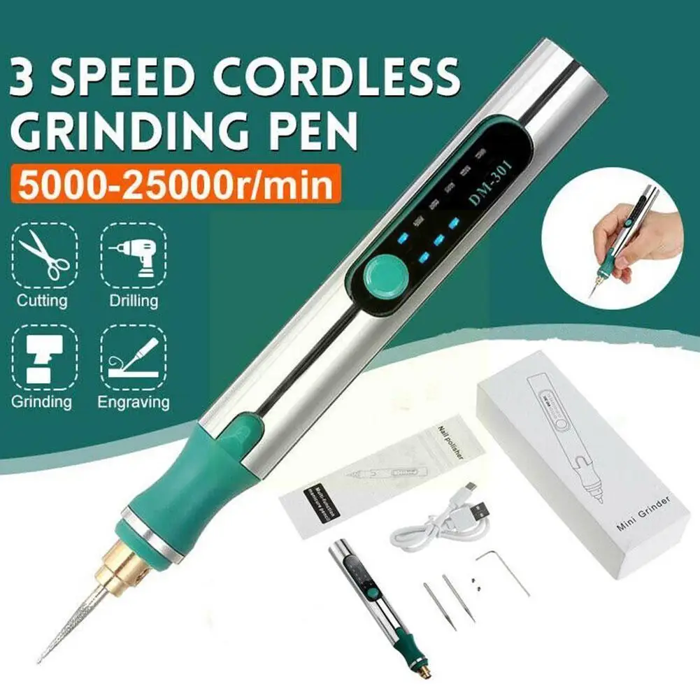 

1pc Wireless Electric Grinder Mini Electric Engraving Pen Micro Drilling Diy Pen Cutter Tool For Engraving Jade Wood Metal M7g0