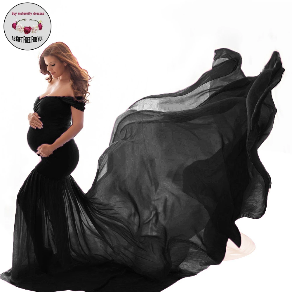

New Mother Photography Pregant Lace Maxi Dress Short Sleeve Off The Shoulder Long Mermaid Dresses