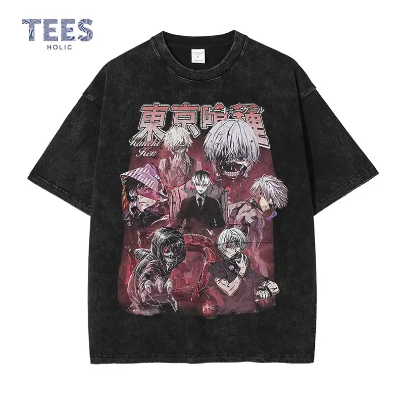 

Футболка Kaneki Ken мужская оверсайз, винтажный топ с принтом аниме Токийский Гуль, уличная одежда с коротким рукавом в стиле Харадзюку, y2k