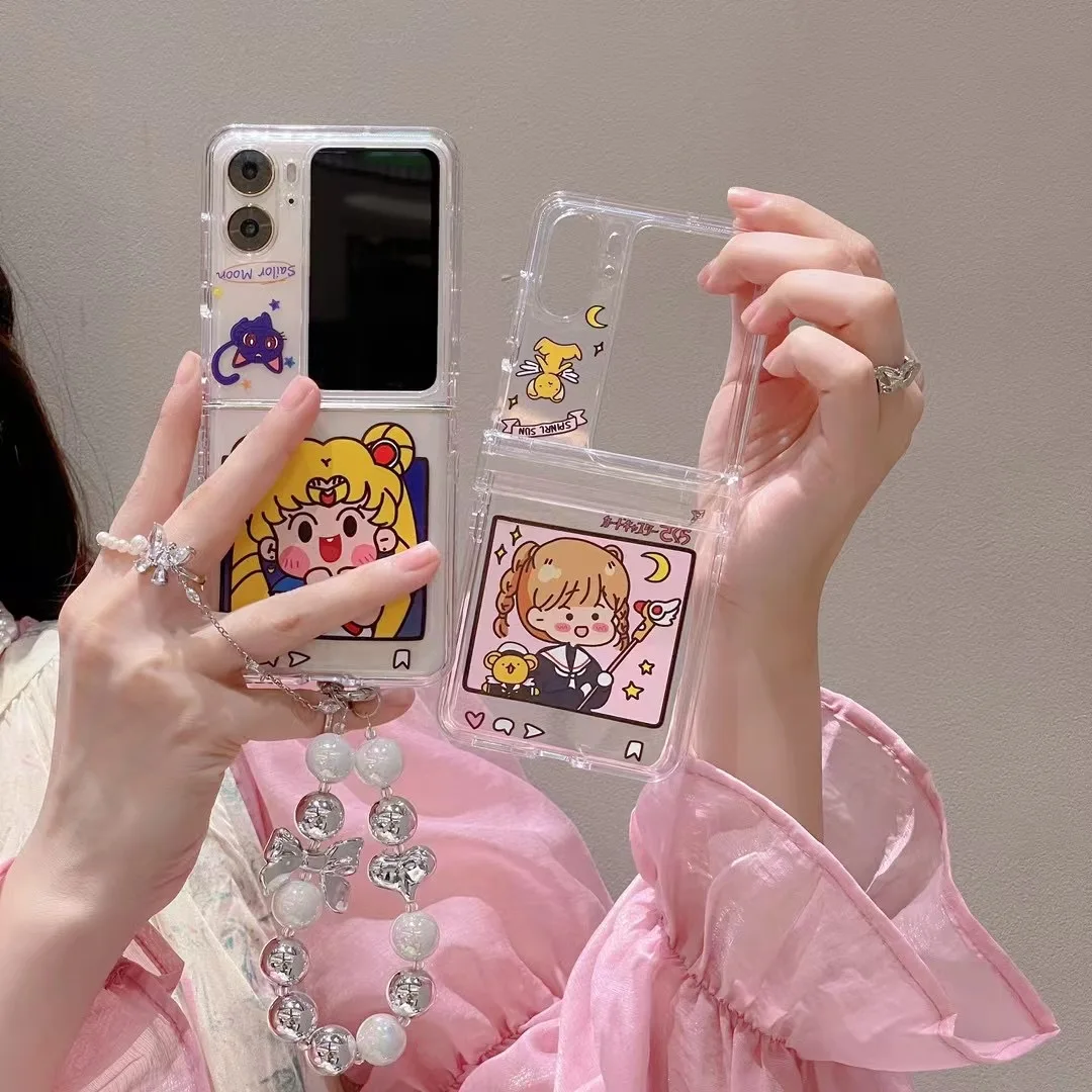 

Sailors Moons cute girl with bracelet cartoon Phone Case For OPPO Find N2 Flip Shockproof Cover