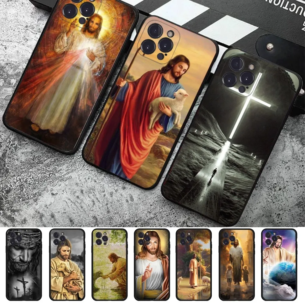 

Jesus Christ God Bless You Phone Case For iPhone 14 13 12 Mini 11 Pro XS Max X XR SE 6 7 8 Plus Soft Silicone Cover