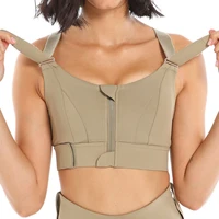 women sports bras tights crop top yoga vest front zipper plus size adjustable strap shockproof gym fitness athletic brassiere