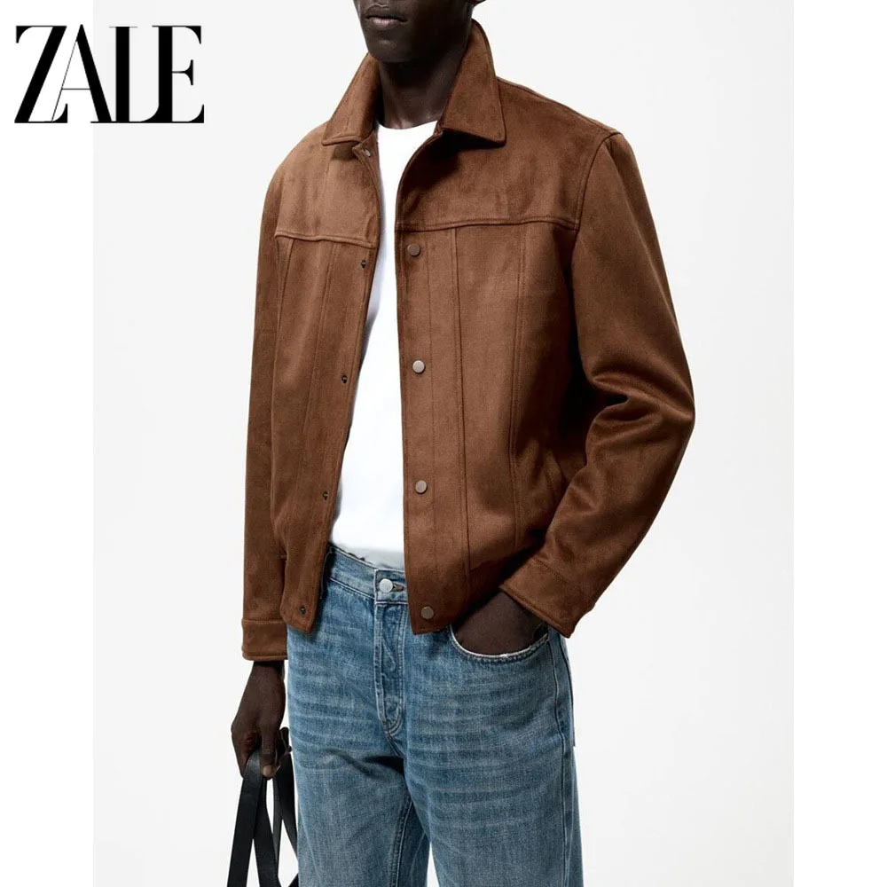 

ZALE Suede Jacket 2023 Autumn New Men Jacket Fashion Lapel Jacket Streetwear Coats Loose and Comfortable Single-breasted Jacket