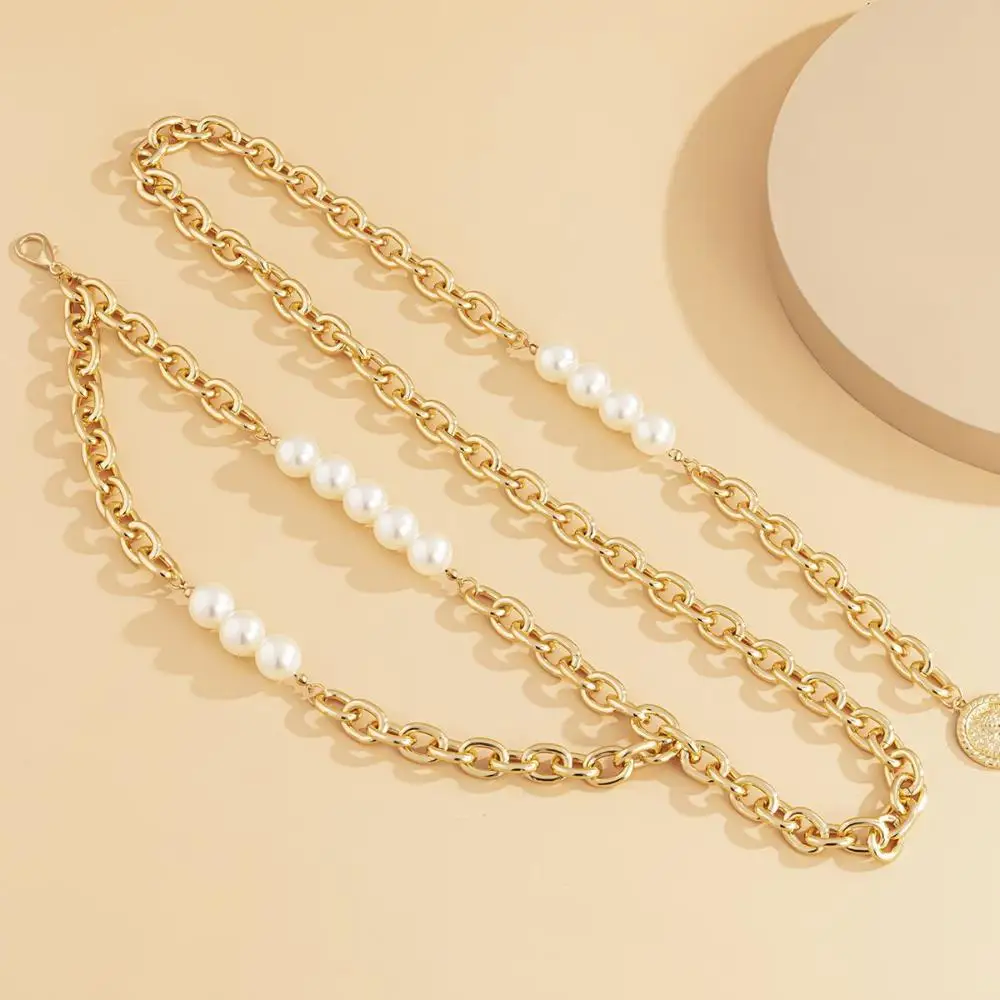 

Adjustable Punk For Women Tassel Dress Party Belly Belts Pearl Waistband Waist Strap Chain
