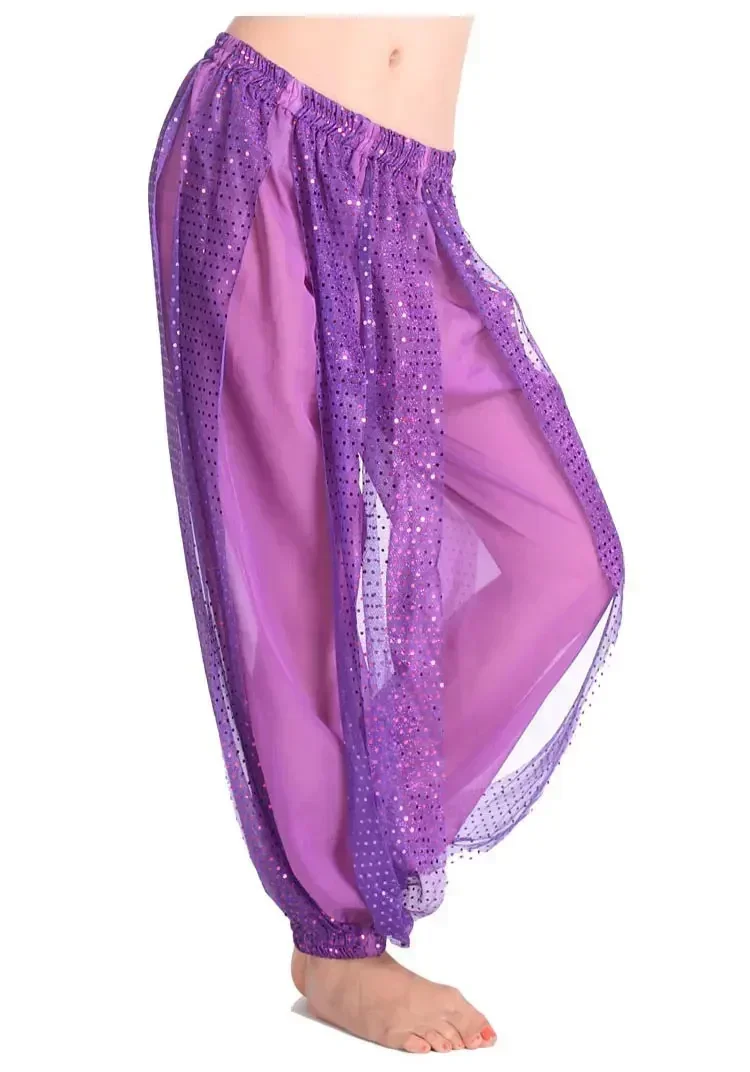 Женские брюки для танца живота блестящие штаны