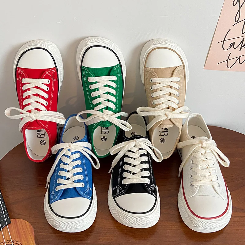 

Ladies Canvas Sneakers Comfort Low Top Women's Shoes Vulcanized Walking Shoes Ladies Flat Casual Lace Up Sneakers 2022