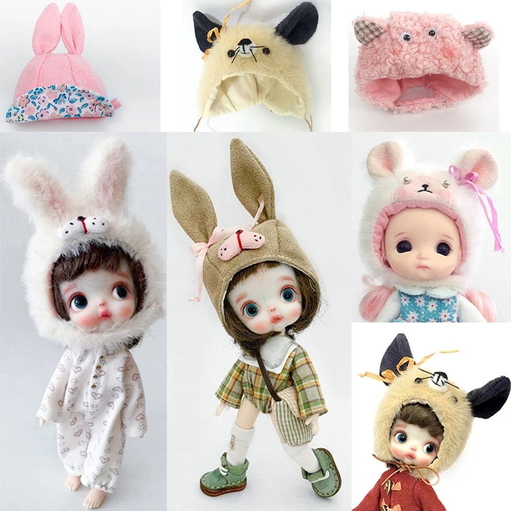 

New Ob11 Dolls Rabbit Hat Cap Animal Kawaii Hats Handmade Cute Dolls Clothes Nendoroid For Obitsu11 Molly Ymy Gsc 1/12 Bjd Doll