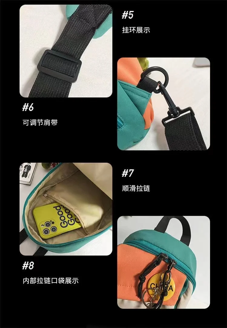 kangol Fashion Trend Chest Bags Street style Hip hop Chest pack Casual Women's Shoulder Bags Unisex Nylon Crossbody Bag Handbags