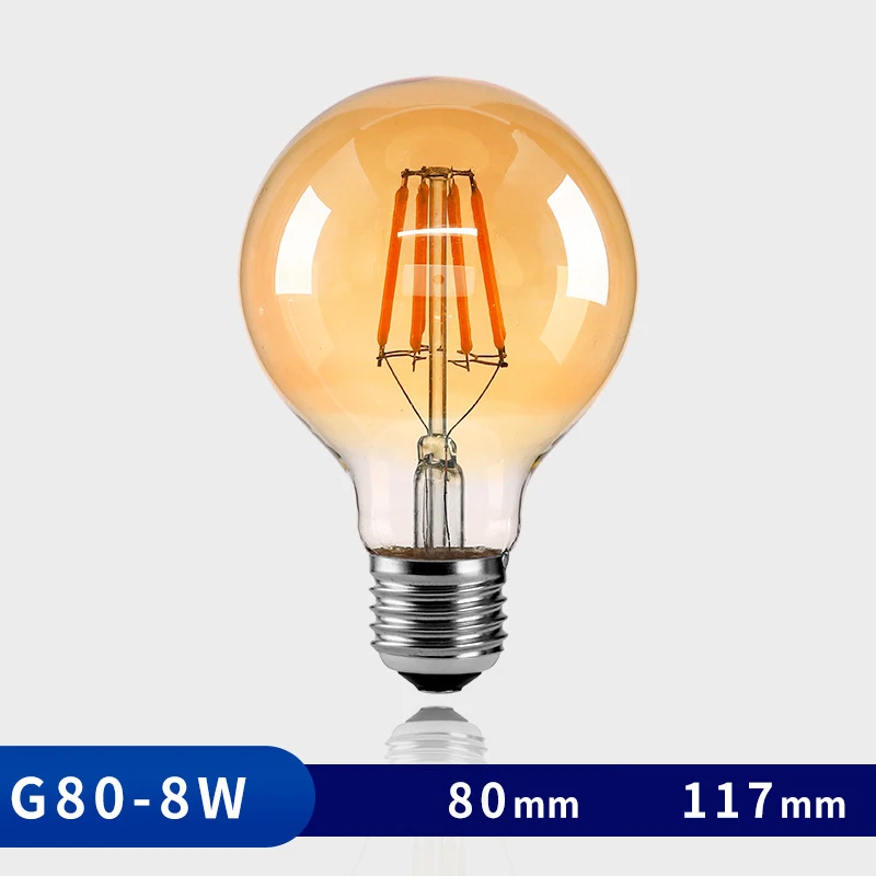 

Ретро лампа Эдисона E27 220 В, лампа накаливания G80, спиральная лампа накаливания