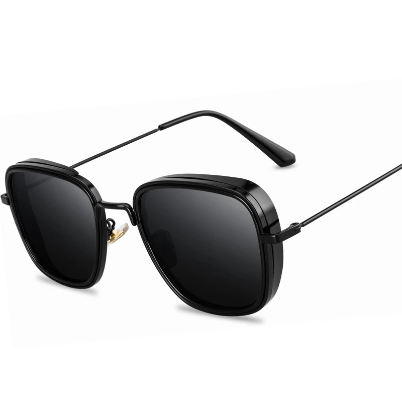 

Brand Design Metal Steampunk Leather Polarized Sunglass Men Women Fashion Sunglass Vintage UV400 Eyewear Shades gafas de sol