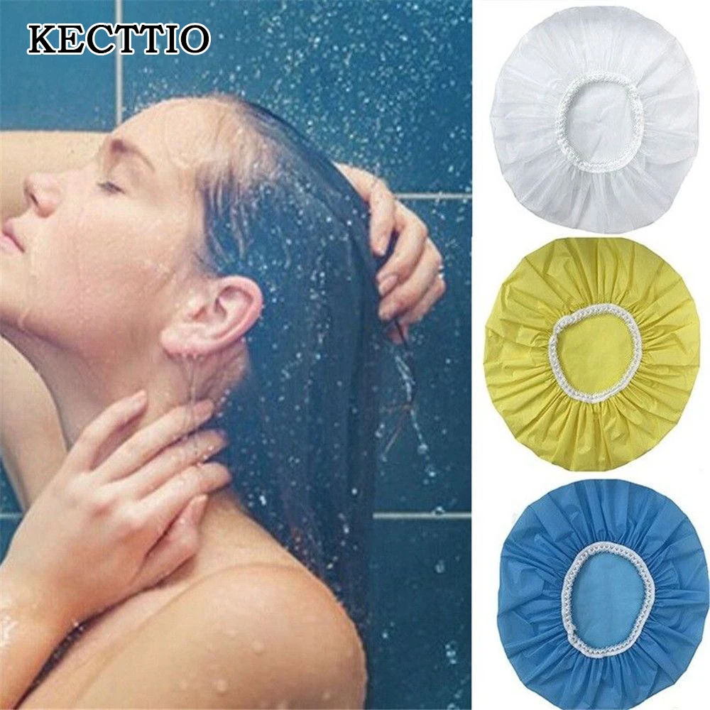 

Home Waterproof shower cap swimming hats hotel elastic shower cap Hair cover products Bath products Bath s different colors Hot