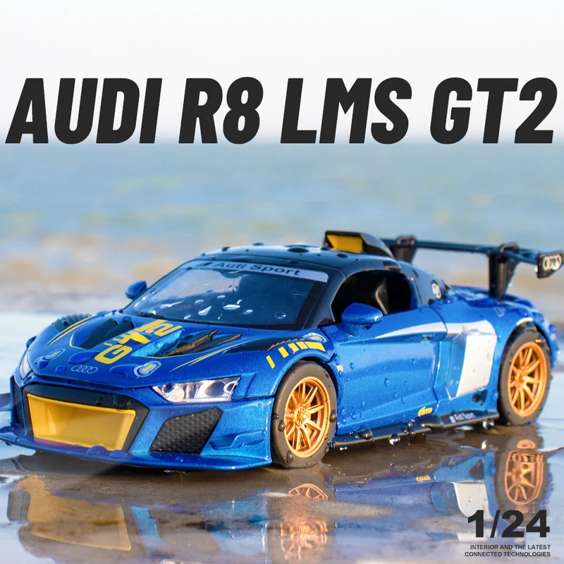 

1:24 AUDI R8 GT2 LMS Racing Alloy Car Diecasts & Toy Vehicles Car Model Sound And Light Pull Back Car Toys For Kids Gifts